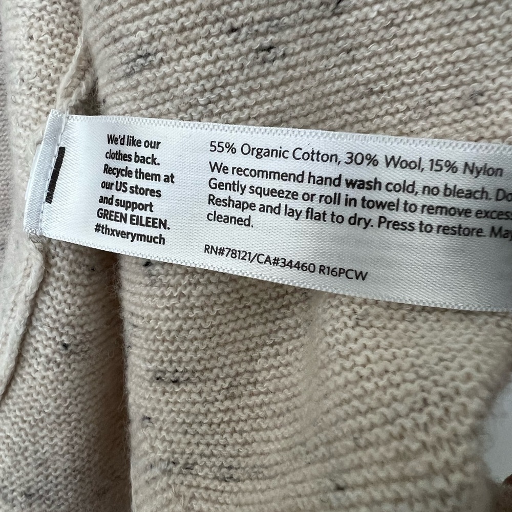 Eileen Fisher Cream Open Front Cardigan - Picture 3 of 5
